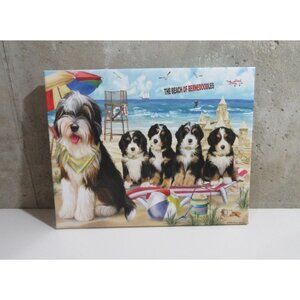 Beach of Bernedoodles Dog Canvas Wall Art Home Decor 11x14